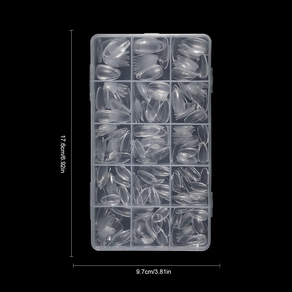 330pcs Small Almond Clear Acrylic Nail Tips – Thin Semi‑Matte Full Cover False Nails, No Buffing Needed, Seamless Extension for