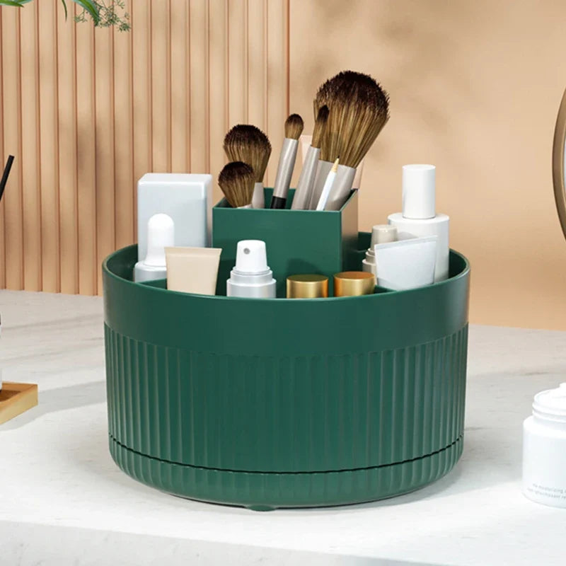 1 makeup brush holder storage box, 360° rotating makeup brush storage box, 5-slot makeup brush cup, suitable for cosmetics, pen