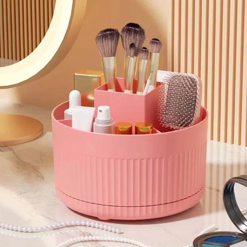 1 makeup brush holder storage box, 360° rotating makeup brush storage box, 5-slot makeup brush cup, suitable for cosmetics, pen