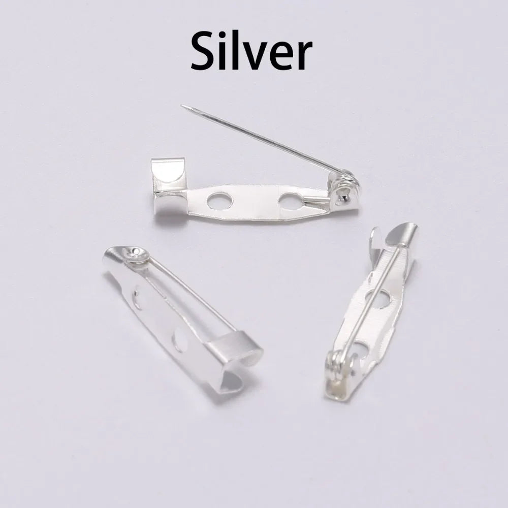 50pcs/lot 15 20 25 35 40 mm Brooch Clip Base Pins Safety Pins Brooch Settings Blank Base For DIY Jewelry Making Supplies
