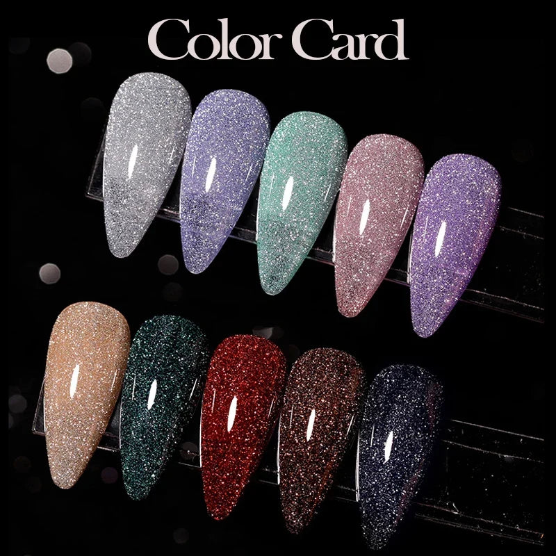 LILYCUTE 7ml Reflective Glitter Nail Gel Polish Effect Sparkling Soak Off Gel Semi Permanent For Manicure Nail Art UV Nail Gel