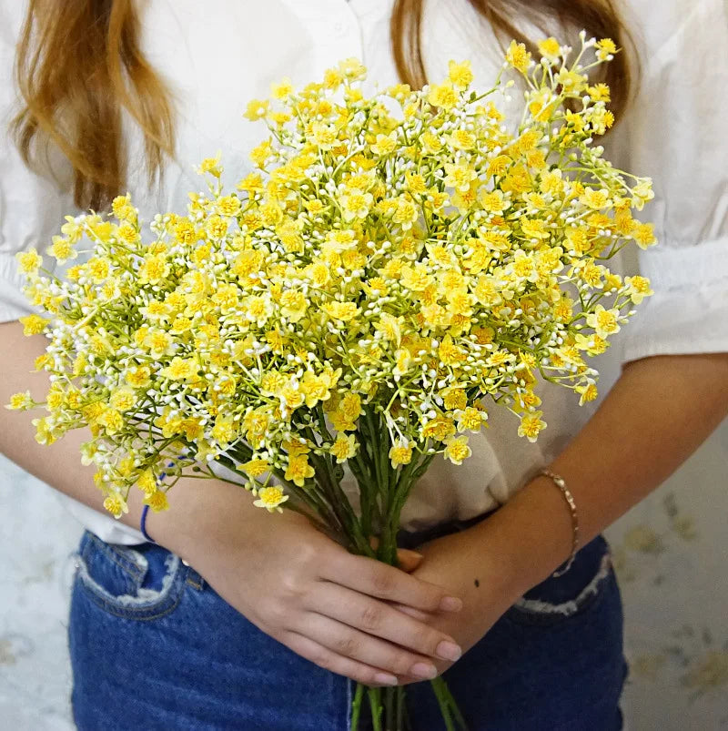 1 Bundle Gypsophila Bride Holding Plastic Flower Wedding Vases for Home Decor Accessories Ornamental Flowerpot Artificial Plants