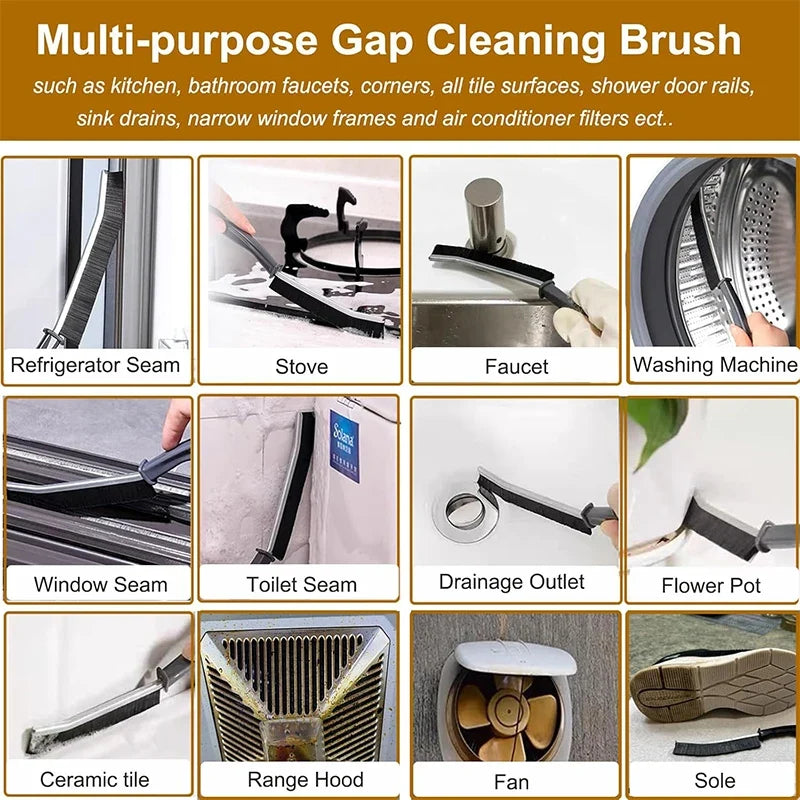 LMETJMA 3Pcs Hard Bristle Crevice Cleaning Brush Gap Cleaning Brush Corner Cleaning Brush Kitchen Window Cleaning Brush JT357