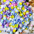 100pcs Japanese White Small Flower Nail Art Charms 3D Resin 5Petal Rhinestones Nail Decorations Kawaii Accessories Manicure DIY