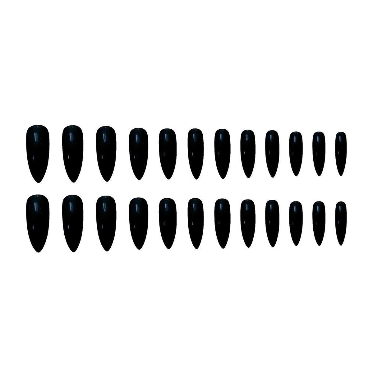 24pcs Black Fake Nails Art Pointed Head Black Resin Press On with Jelly Glue Natural Look for Fingernail DIY Decoration