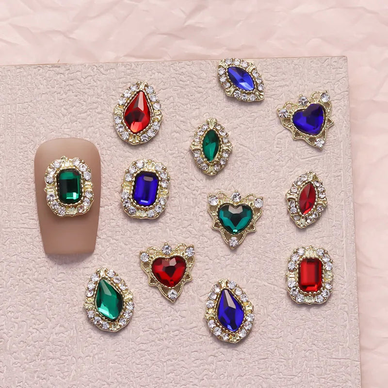 10PCS 3D Luxury Alloy Full Rhinestone Nail Art Charms Jewelry Parts Accessories Diamond Gem Stone For Nails Decoration Supplies