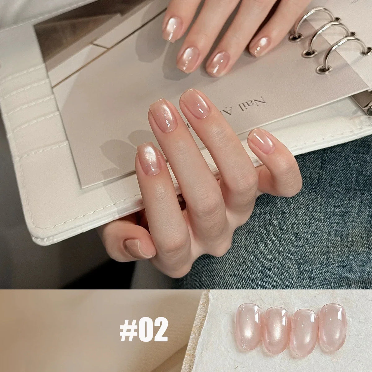 1-16PCS White Moonlight Glass Bead Nail Cat's Eye Gel Magnetic Satin Gel Polish 16-Colors Soak Off Glitter Manicure Varnish
