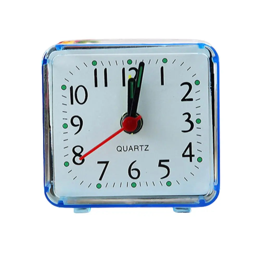 Small Silent Bedroom Bedside Office Alarm Clock Square Quartz Home Room Decoration