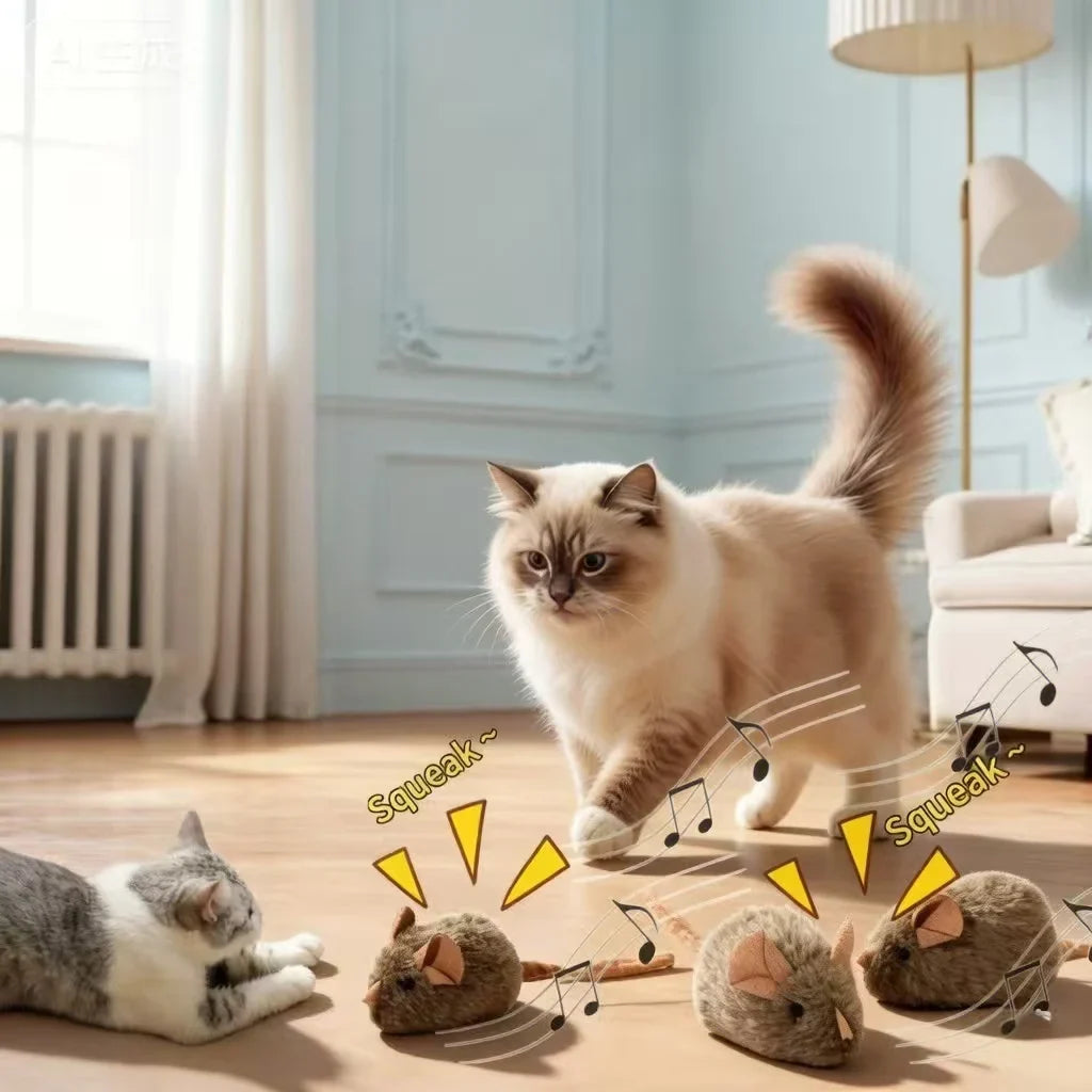 Interactive Simulation Mouse Cat Toy Automatic Sound Pet Toy Durable Bite-proof Suitable for Indoor Cats and Dogs Pet Supplies