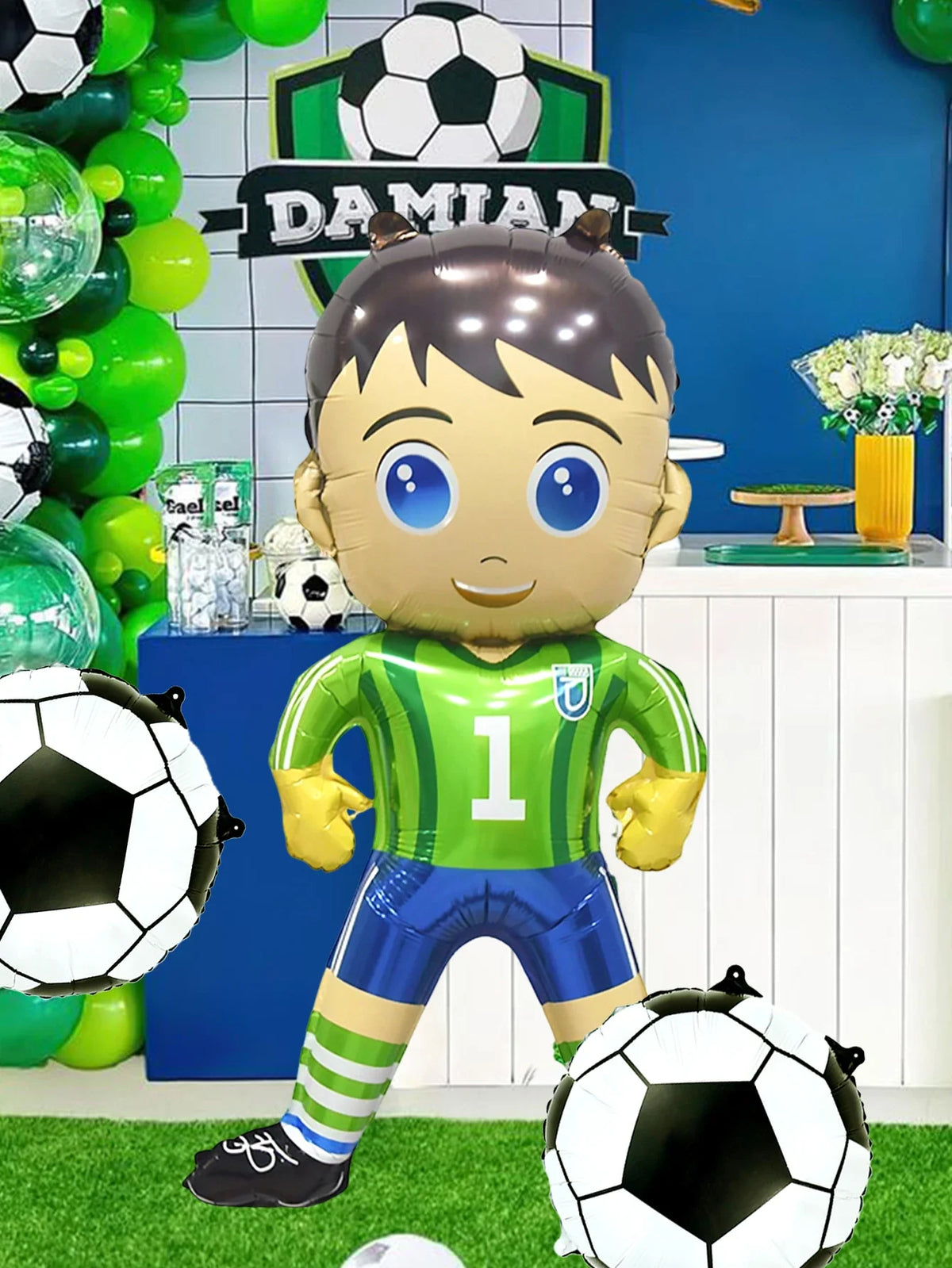 1/5pcs Cartoon Football Goalkeeper Aluminum Balloon Football Game Birthday Party Decoration Football Theme Party Boy Birthday