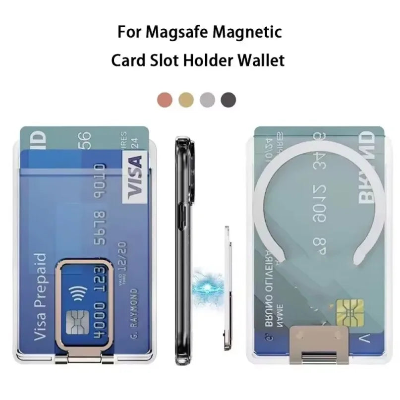 Magnetic Phone Card Holder 2 in 1 Magnetic Card Stand Bank Card Storage For Magsafe iPhone 16 15 14 13 12 Safe Phone Shell Mount