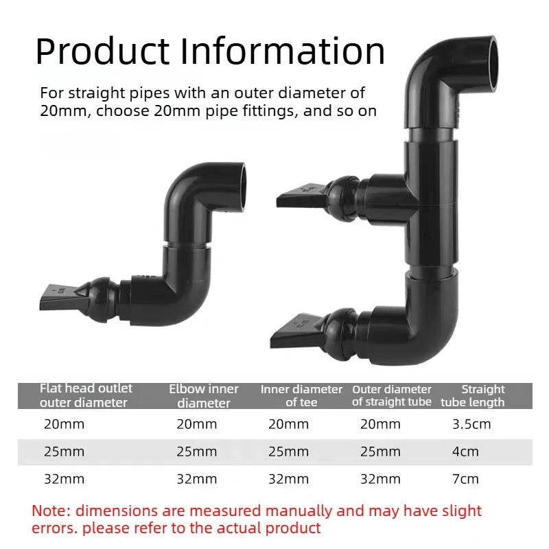 Black Aquarium Duckbill Outlet Dual Water Outlet Kit for Side/Back/Sump Filter & Stream Tank  Adjustable Direction Wave Nozzle