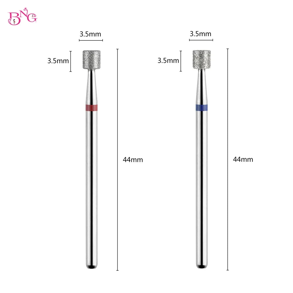 BNG Russian Diamond Manicure Cutters Barrel Nail Drill Bits 3/32" Rotary Burr Cuticle Burr Electric Drills Accessories Tools