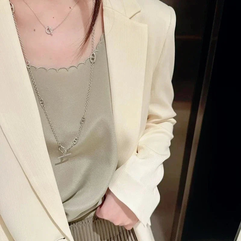 2026 Hot Sale Stainless Steel Couple Necklace Multi Function Fashionable Multi Layer Bracelet Same Style Gothic Jewelry Necklace For Women And Men Trendy Durable Ornament For Daily Wear And Special Occasions