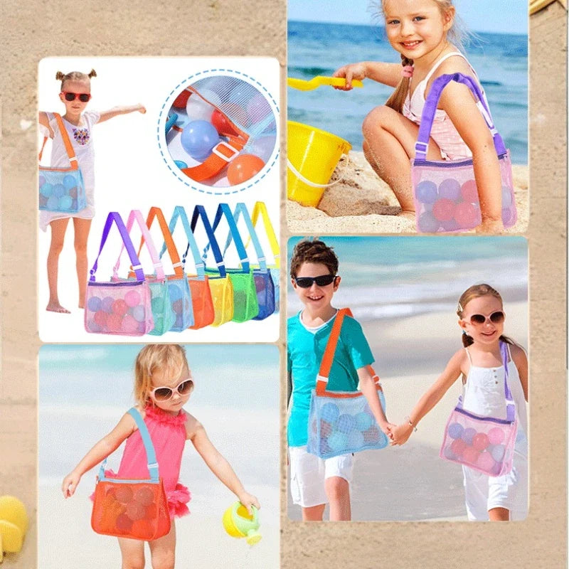 Children Crossbody Protable Mesh Bag Kids Toys Storage Bags Swimming Large Beach Bag for Towels Women Cosmetic Makeup Bag