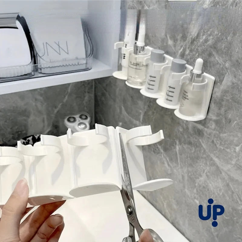 5-grid Wall-mounted Cosmetic Storage Rack Plastic Punch-free Bathroom Shelf Cuttable Cosmetics Spice Finishing Organizer Shelf
