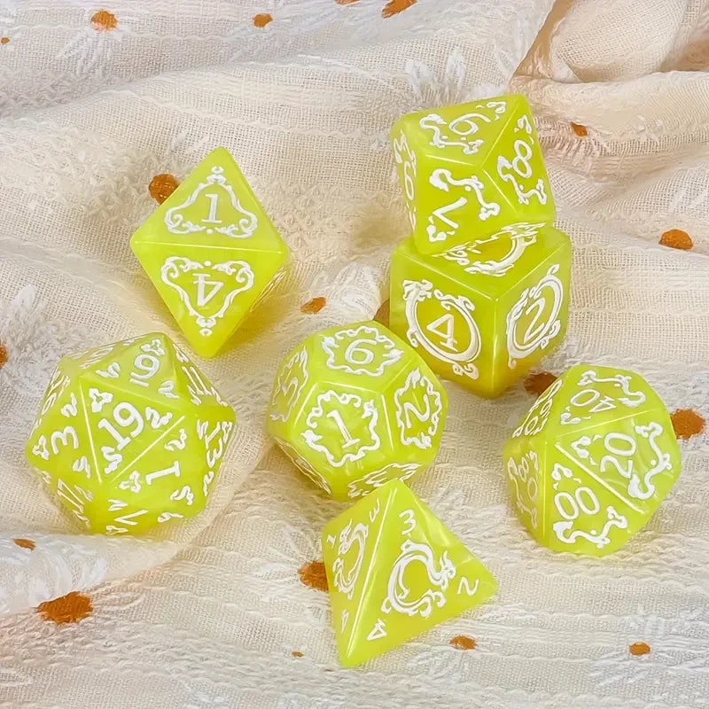 New Pattern Multi sided Dice Digital Dice Running Team Board Game AccessoriesMulti sided Sieve Game Dragon Pattern 7Dices: Blue