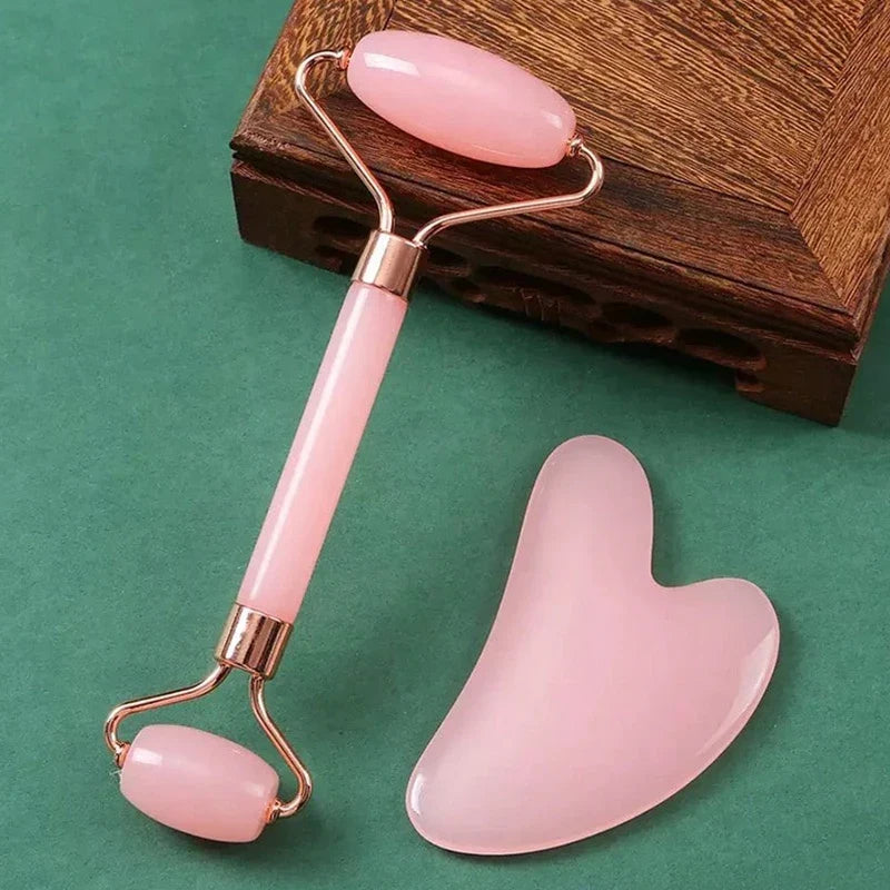 2Pcs Roller for Face Neck Eye Facial Massage Kit Ice Face Roller Gua Sha Board Portable Facial Massage Roller Lifting Contouring