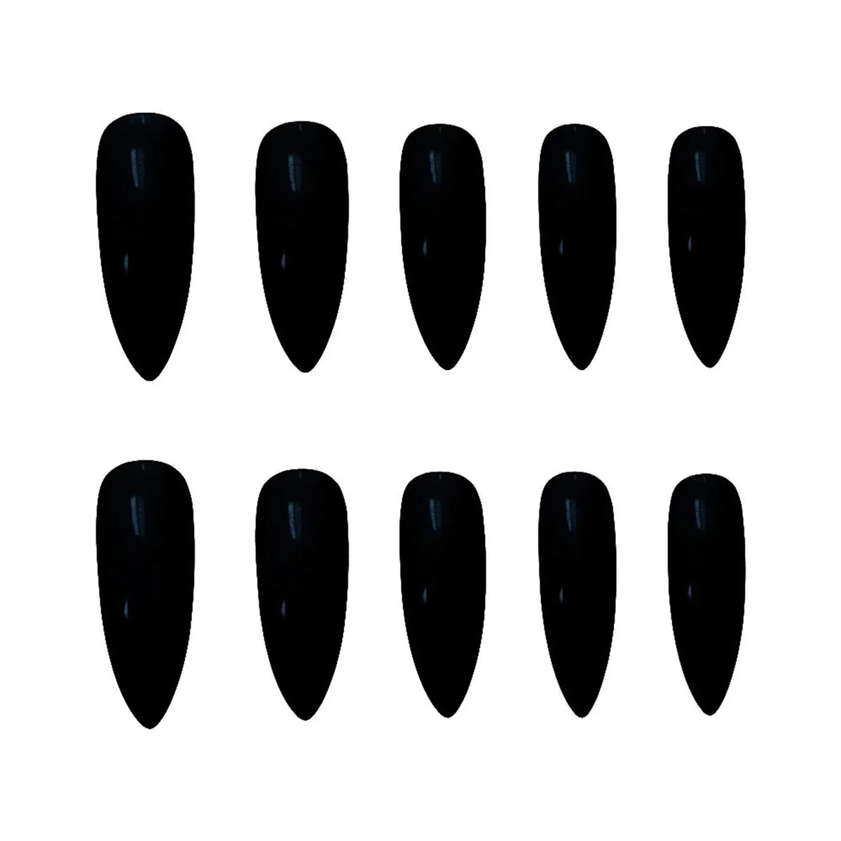 24pcs Black Fake Nails Art Pointed Head Black Resin Press On with Jelly Glue Natural Look for Fingernail DIY Decoration