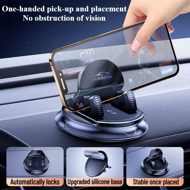 Universal Rotatable Car Phone Mount – Dashboard Suction Cup Stand for Mobile Navigation, Multi-Scene Use for Vehicle & Home