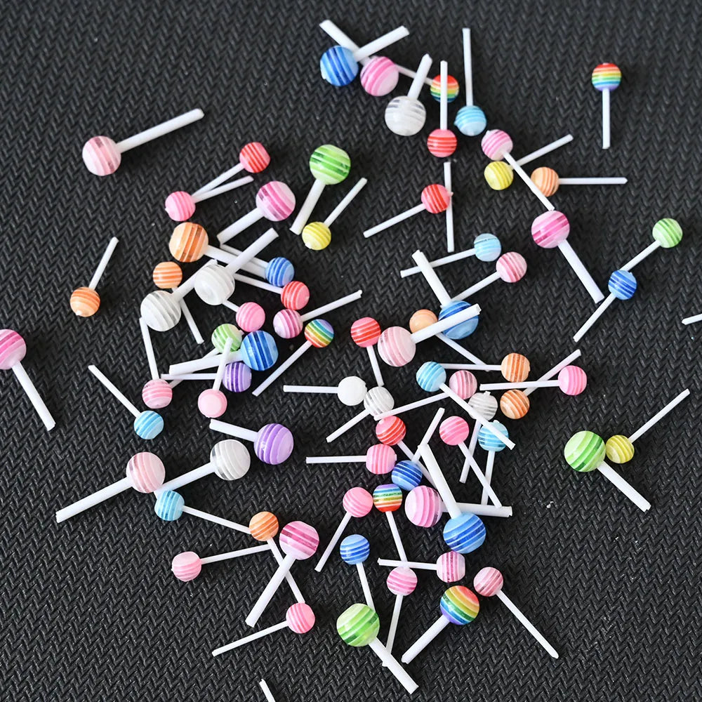 20/50/100Pcs Mixed Cute Lollipop Nail Art Charms 6mm 3D Kawaii Mini Summer Candy Nails Decorations DIY Crafts Manicure Accessory