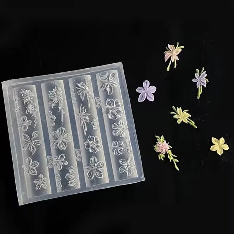 3D Nail Mold Ice Flower Bread Jellyfish Fox Eyeball Stamping Stencils UV Gel Polish Art Mould Silicone Carving Tool DIY Design