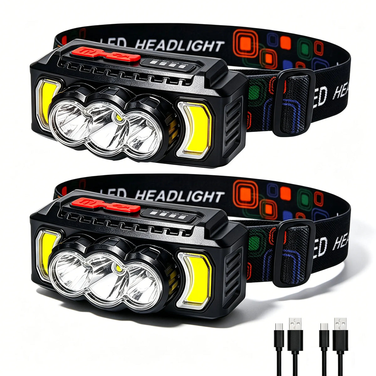 70g Ultra Light Headlamp 7 Modes XPE+LED+COB Red Light 0°-180° Adjustable Type-C Rechargeable Waterproof 2026 Upgrade