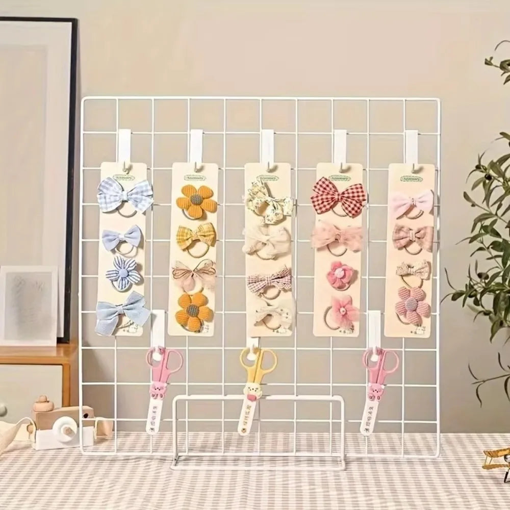 Modern Grid Display Rack with Base Metal Storage Rack Art Photo Display Desktop Stand For Grid Panel Storage Rack Desktop Stand