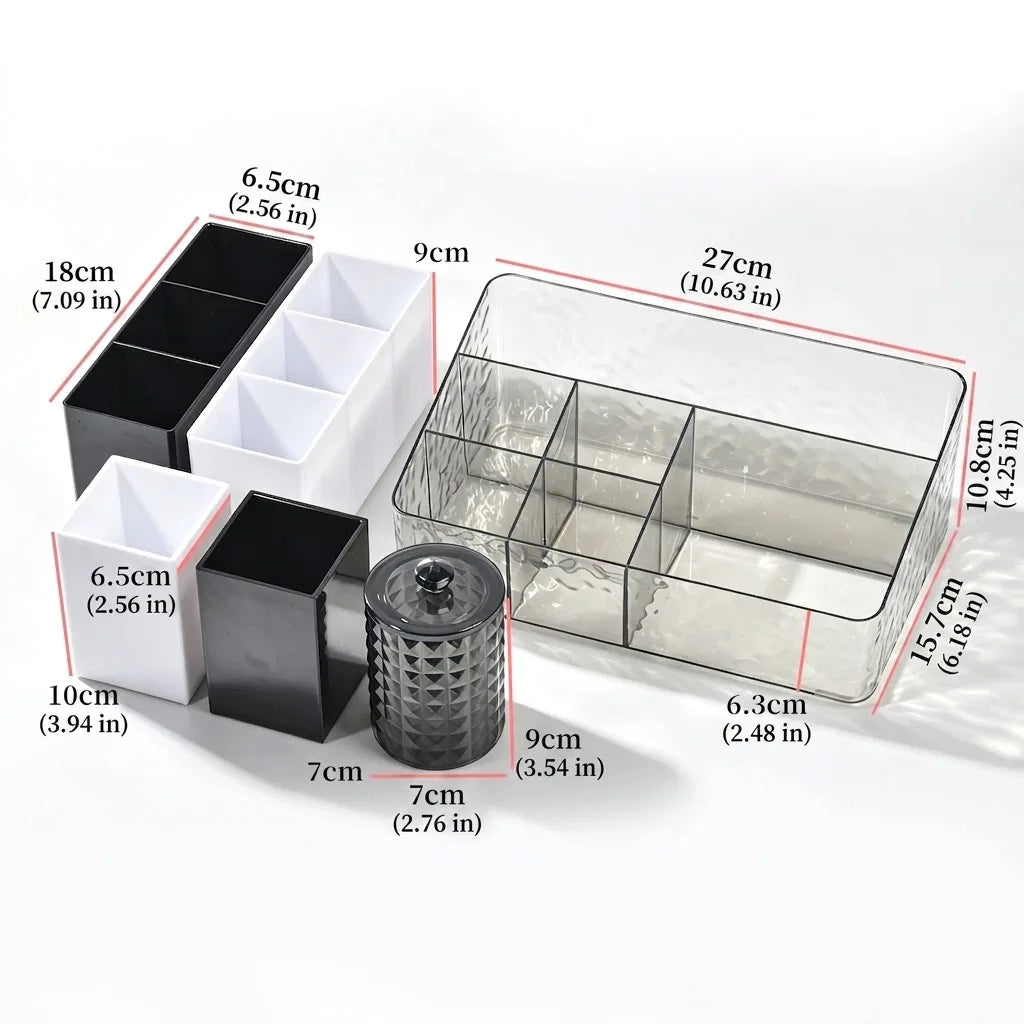 Multi-Compartment Water Ripple Lash Extension Storage Box  Divided Desktop Makeup Organizer for Cosmetics & Eyelash Beauty Tools
