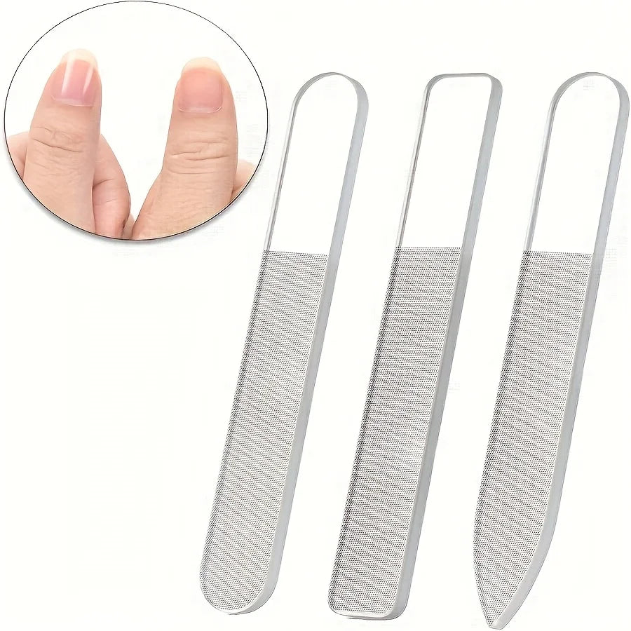 3pcs Set of Nano-glass File Polished Strip Nail File Box Transparent Manicure Trim Strip Manicure Tools
