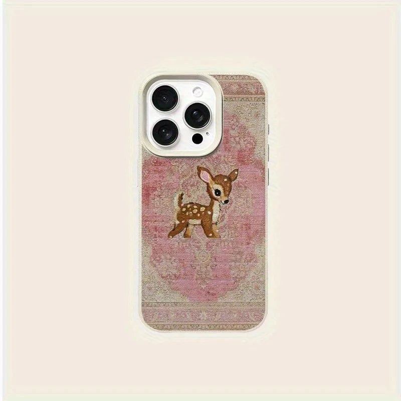 Brown Deer Texture Lychee Pattern Phone Case For iPhone 11 12 13 14 15 16 17 18 Pro Max 17 Air 15 14 Plus X XS XR 16E Soft Cover