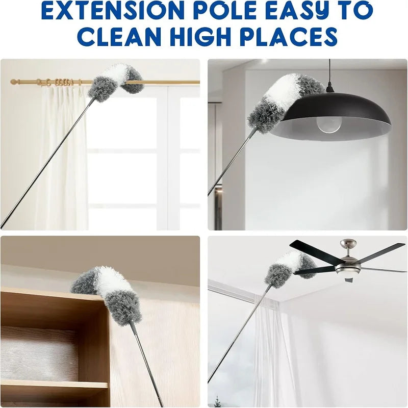 Dust Brush With Extension Pole Reusable Microfiber Duster Retractable Car Furniture Gap Cleaning Brush Household Cleaning Tools