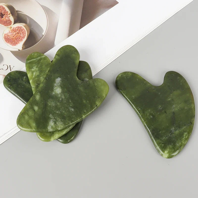 Helu Jade Gua Sha Tool Xiuyan Jade Heart-shape Massager Neck Massage Natural Massager Jade Guasha Scraper