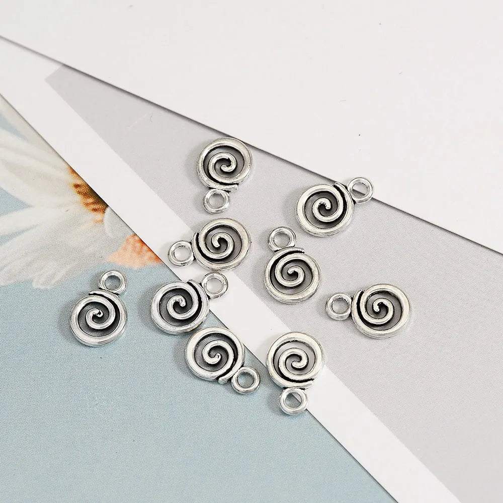 30pcs/lot--12x8mm Mini Swirl Spiral Screw Charms Helix Spire Volution Pendants For DIY Jewelry Making Supplies Wholesale Bulk