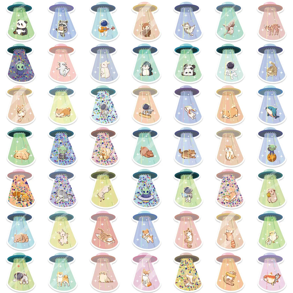 50PCS UFO Kidnapped Friend Stickers Graffiti Stickers DIY Diary Phone Case Handmade Scrapbook Aesthetic Stickers