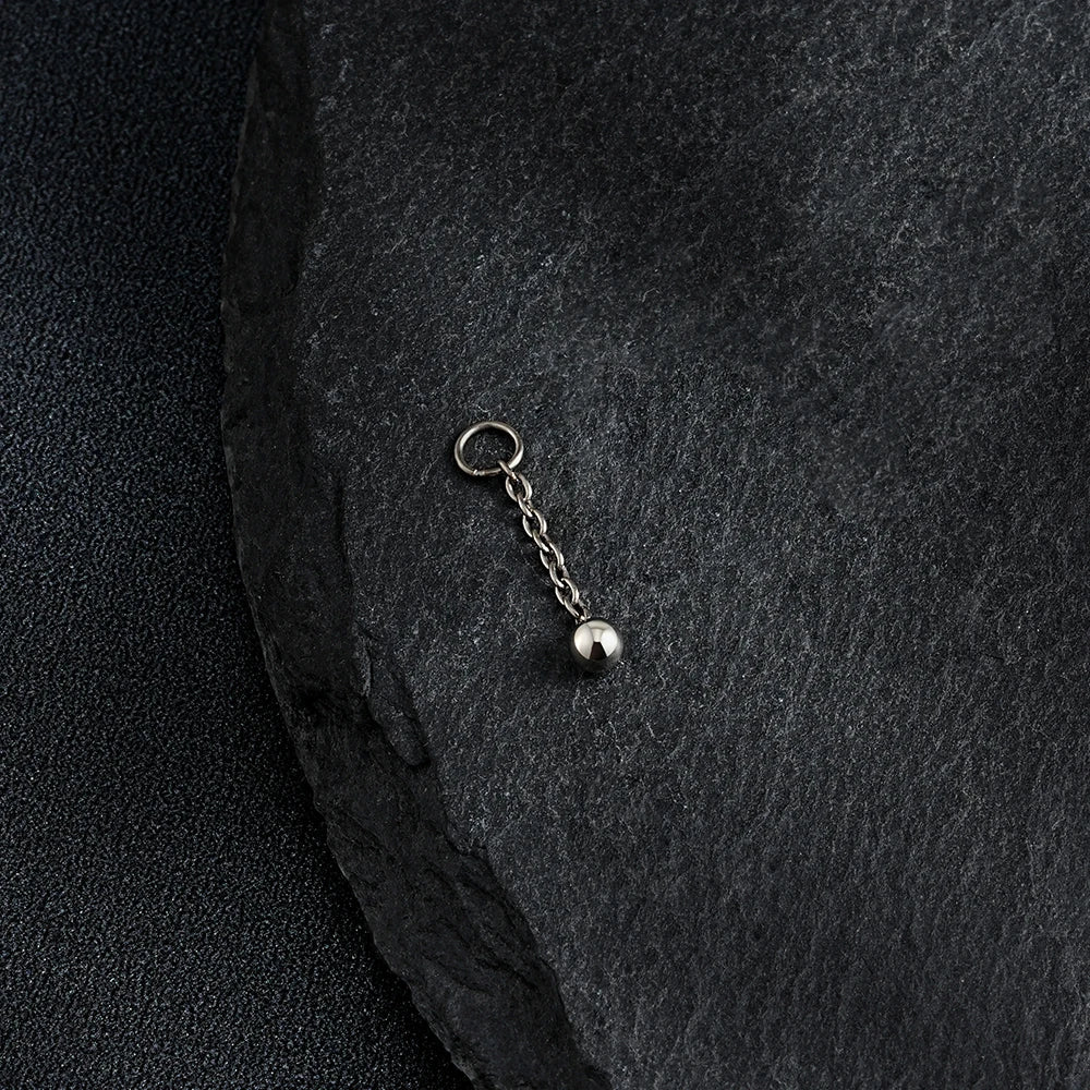 Right Grand ASTM F136 Titanium Tiny Ball Dangle Chain Charm for Helix Earlobe Hoop Cartilage Tragus Piercing Jewelry