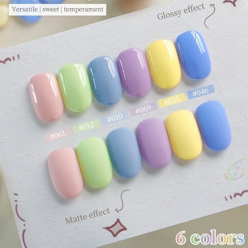 Candy Color Nail Gel Polish Set 6 Color High Saturation Macaron UV LED Soak Off Gel Varnish Nail Art Salon Professional Manicure