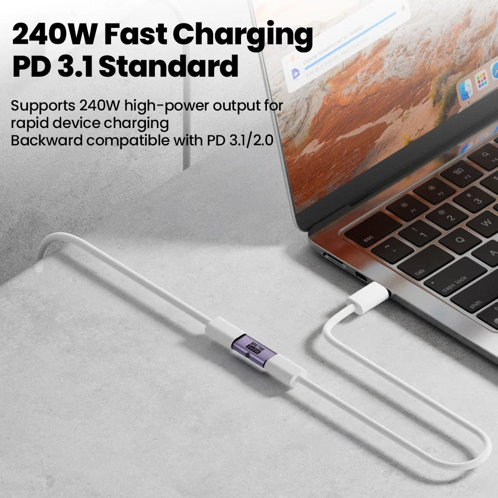 Elough 240W Adapter Type-C Female To Female USB 4.0 80Gbps High-Speed Transmission PD3.1 Charging Converter