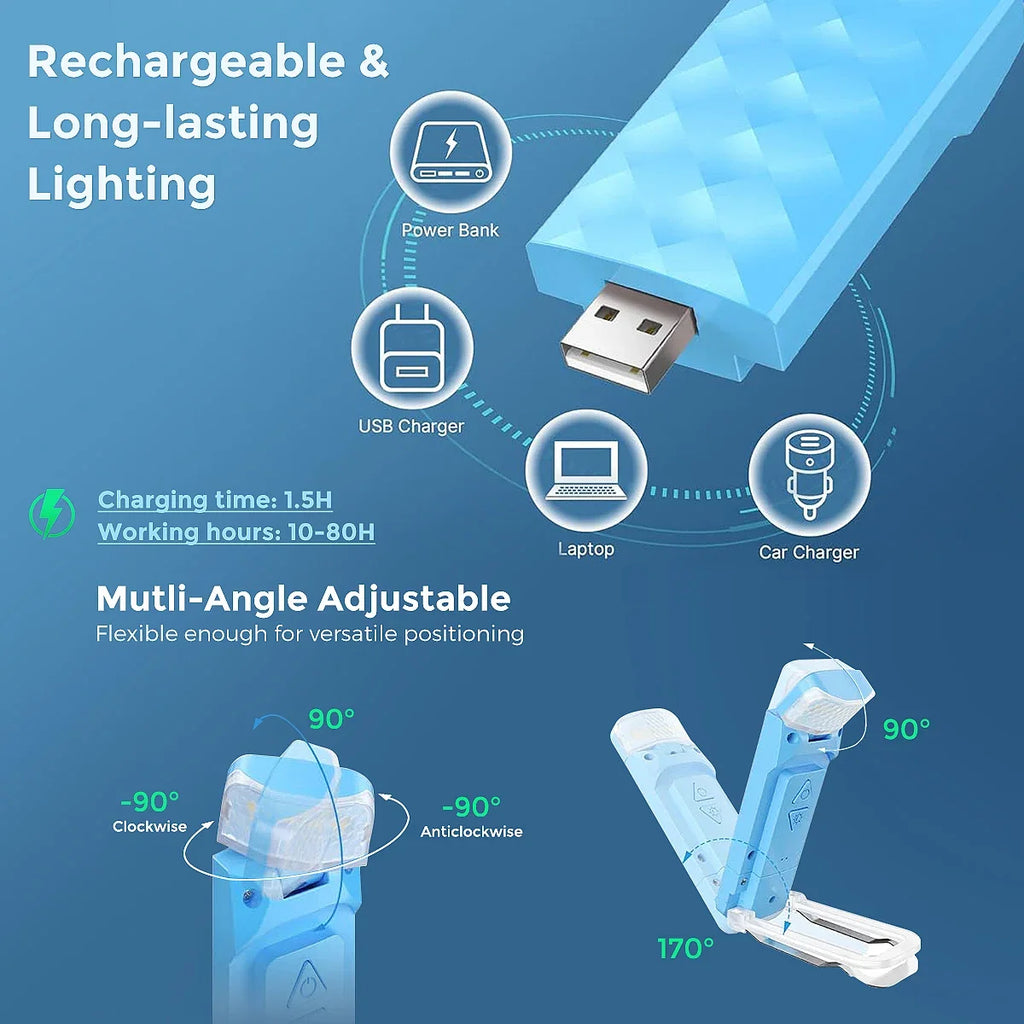 Rechargeable Reading Light with 3 Color & 5 Brightness, Adjustable Angles Portable Book Lamp for Bed,30 Mins Timer for Kids Room