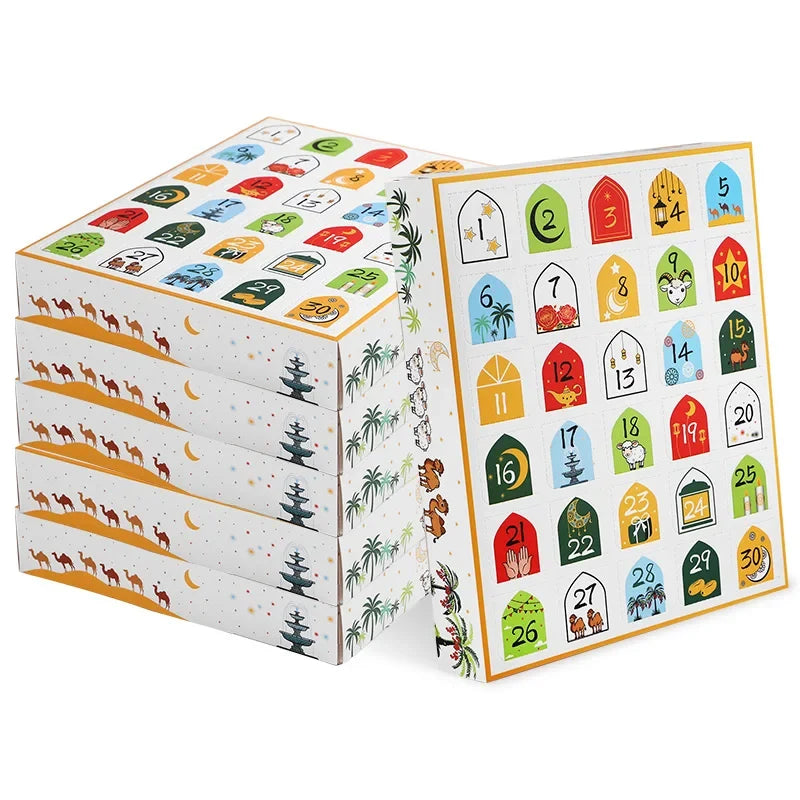 1-10Pcs Eid Countdown Advent Calendar Gift Box DIY Assembled Ramadan Mubarak 30Days Digital Storage Case Empty Surprise Gift Box