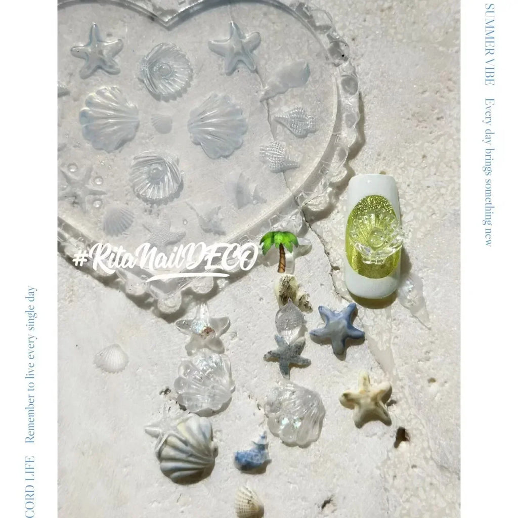 1pc Tulip Sea Shell Rabbit Goldfish Starfish 3D Acrylic Nail Mold Nail Decorations DIY  Silicone Manicure Mold Nail Art Mold