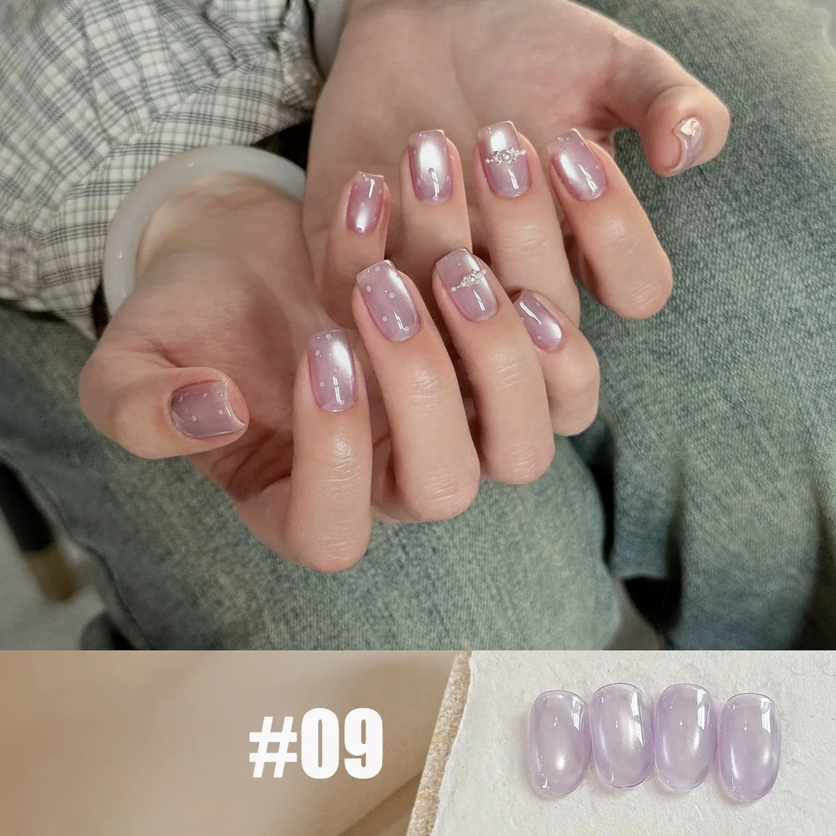1-16PCS White Moonlight Glass Bead Nail Cat's Eye Gel Magnetic Satin Gel Polish 16-Colors Soak Off Glitter Manicure Varnish