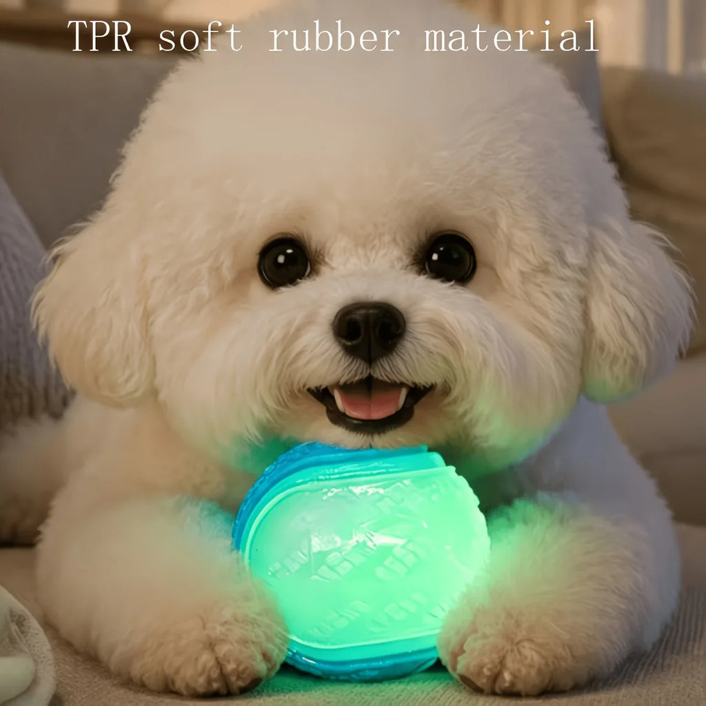 2/3Pcs Glow In The Dark Dog Squeaky Ball Toy, Bite Resistant Elastic TPR Rubber Teeth Cleaning Chew Ball, Random Colors