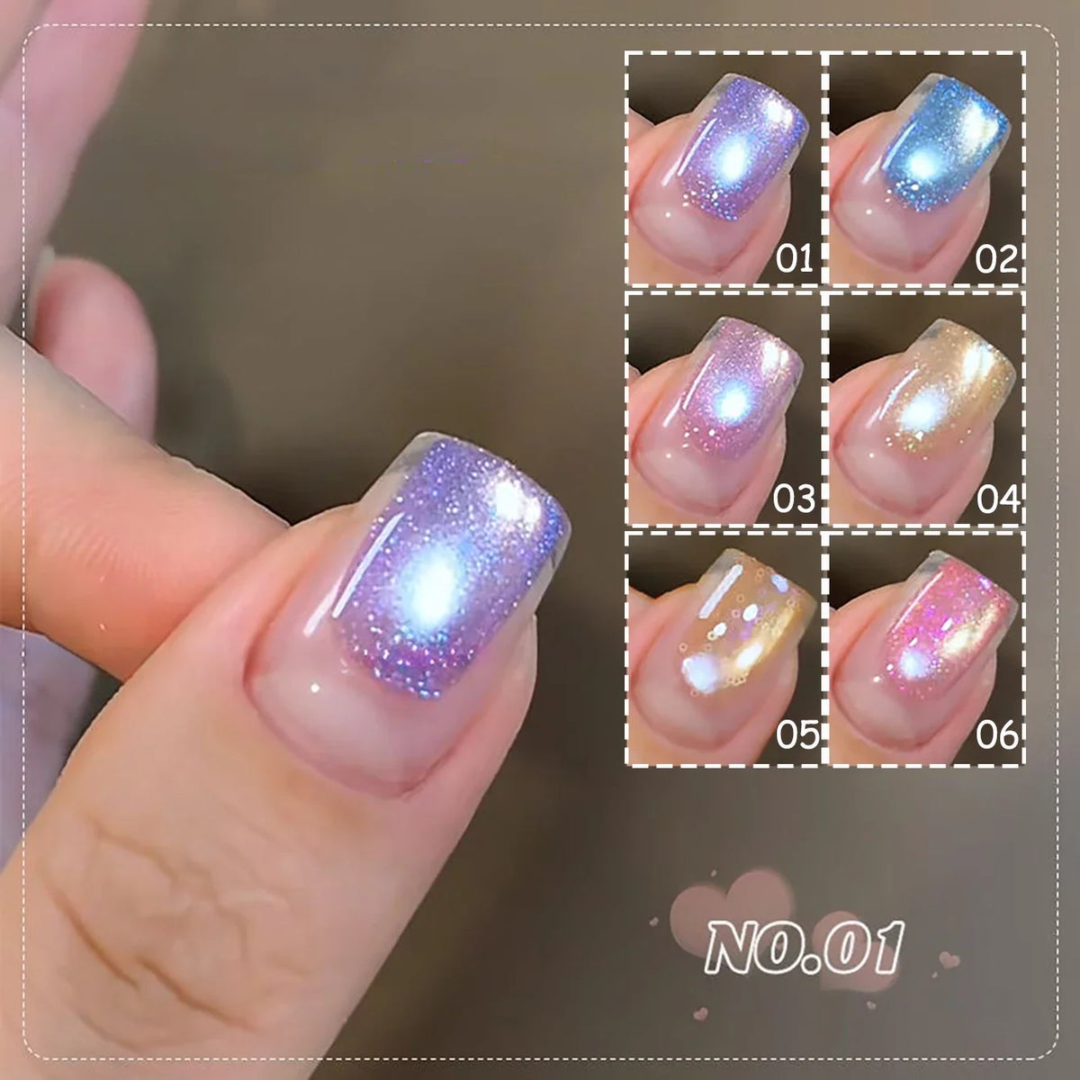 ZH 12ML 6-Color Blue Glitter Water Light Cat Magnetic Gel Ultra Shine Semi Permanent Soak Off UV Gel Manicure Nail Art Varnish