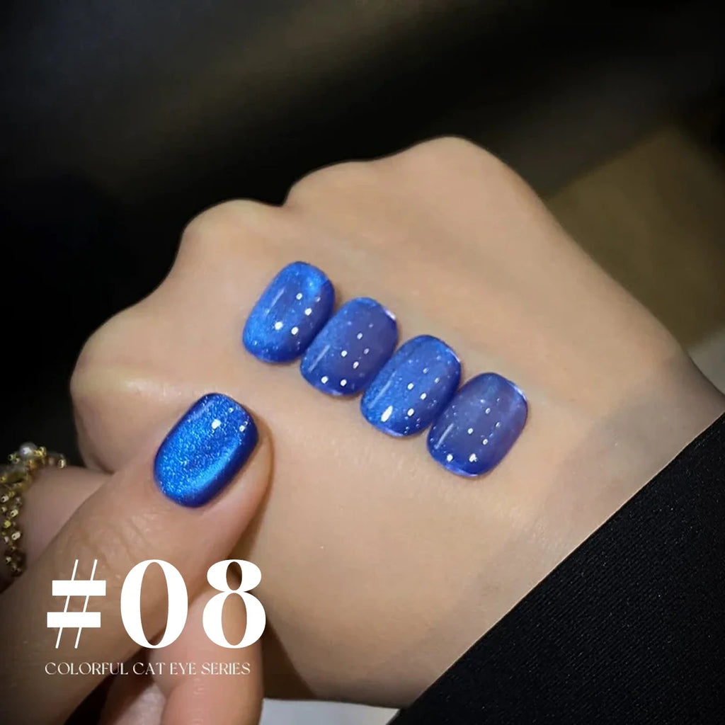 MIANEL 2026 New Arrival Deep Sea Blue Cat Eye Gel Polish Sparkling Crystal Cat Eye, Trendy & Flattering Blue Shade for Nails