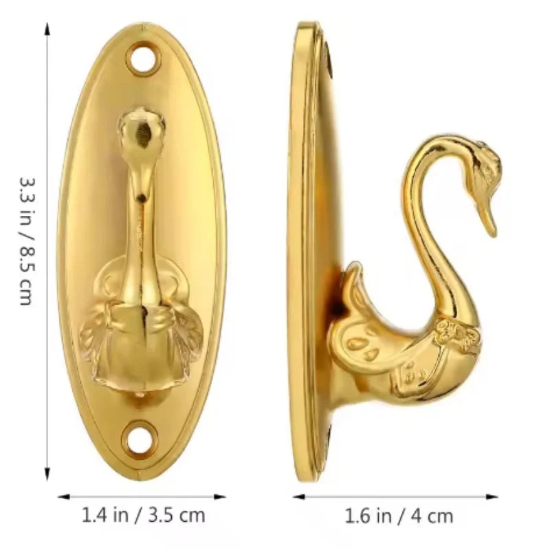 Retro European style curtain tie hooks retro swan gold hooks hangers storage racks brackets home accessories 2PCS