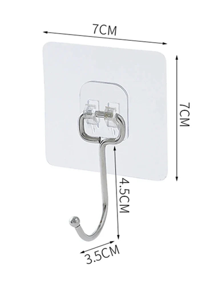 5/20 Pcs Heavy Hooks Duty  Waterproof Adhesive Wall Hooks Nail-Free Transparent  Autohesion Waterproof HooksFor Kitchen Bathroom