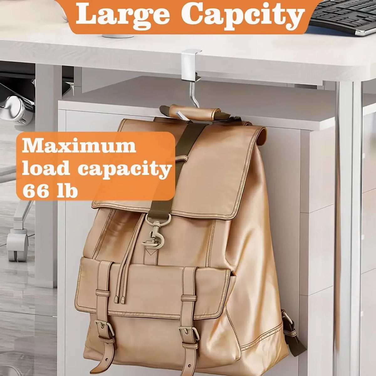 Versatile Adjustable Bag Hook Scratch-Proof Mounting System for Walls Desks Ideal for Student Organization with 360° Rotation