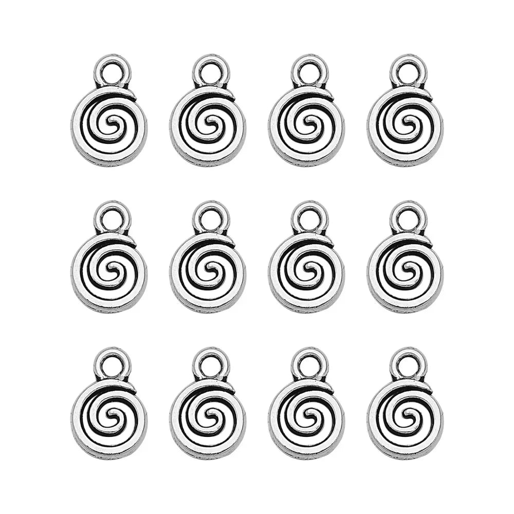 30pcs/lot--12x8mm Mini Swirl Spiral Screw Charms Helix Spire Volution Pendants For DIY Jewelry Making Supplies Wholesale Bulk