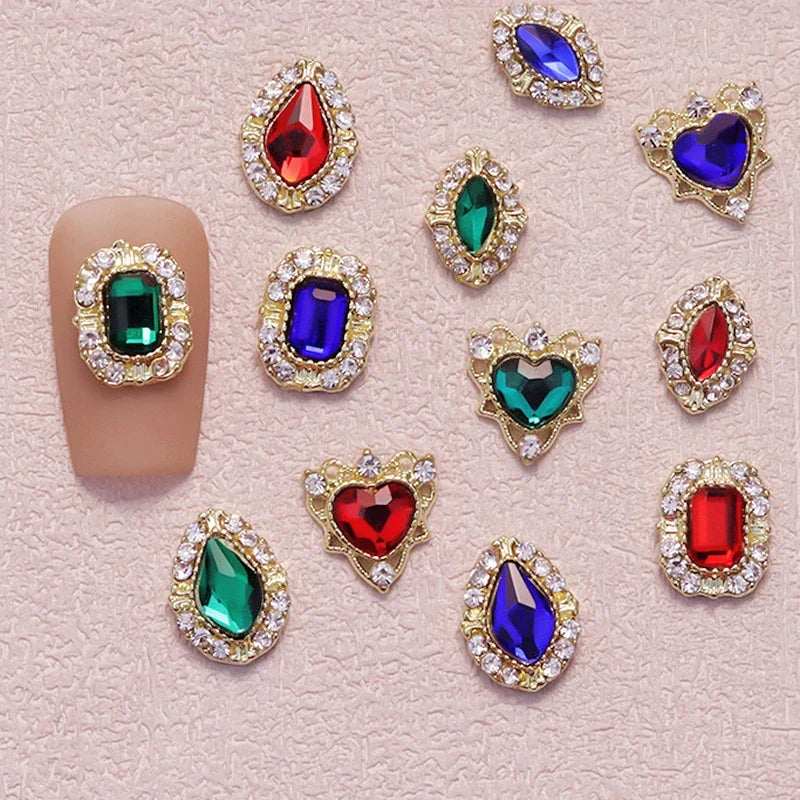 10PCS 3D Luxury Alloy Full Rhinestone Nail Art Charms Jewelry Parts Accessories Diamond Gem Stone For Nails Decoration Supplies